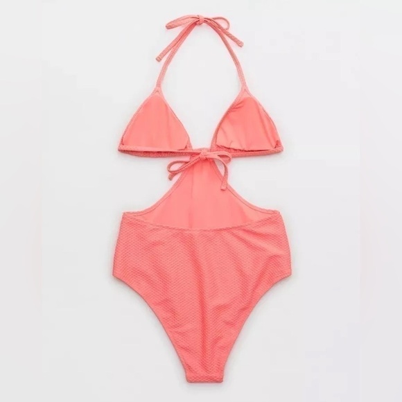 NEW Women's Size XL American Eagle Aerie Pink 1 Piece Bikini Swimsuit - Picture 5 of 8
